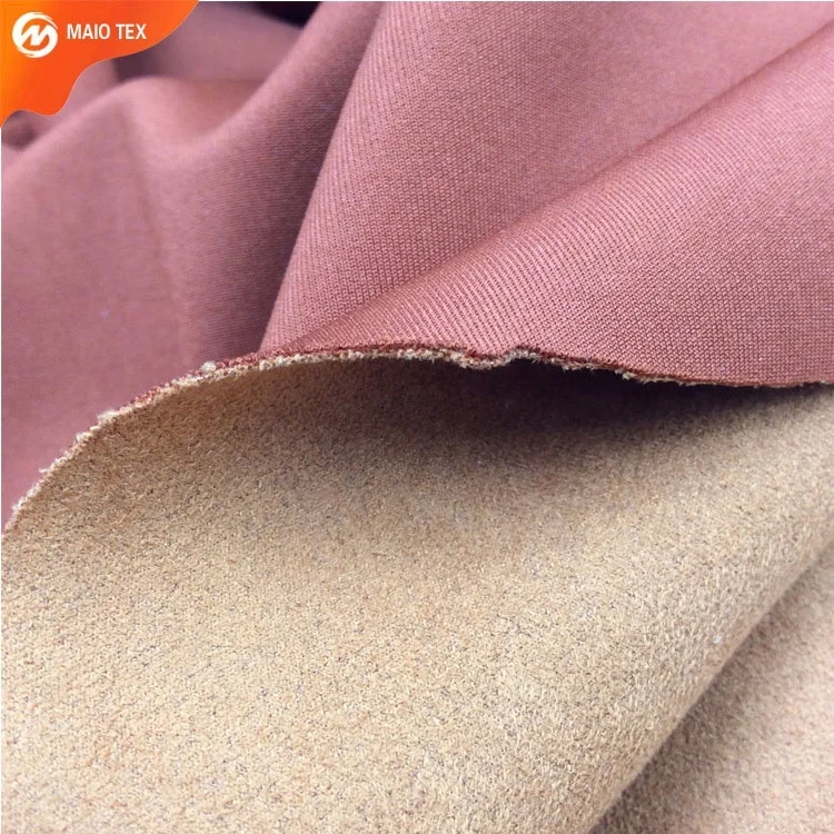 Растягиваемая в 4 направлениях, микро-волокно полиэстер спандекс Подводное замши трикотажная ткань для женского пальто