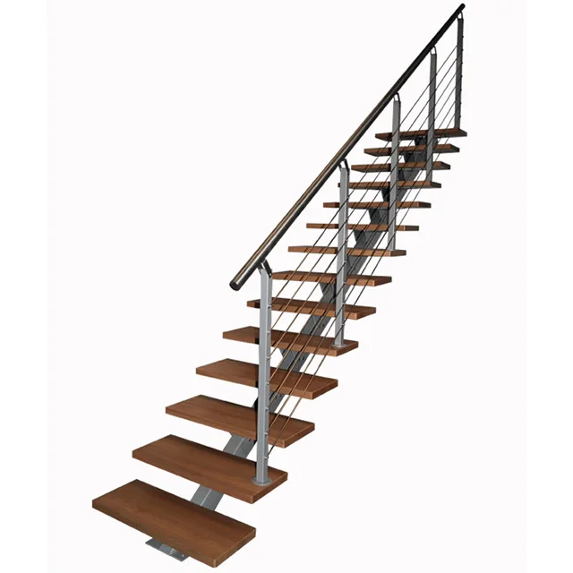 
High quality indoor floating staircase solid wood designs 