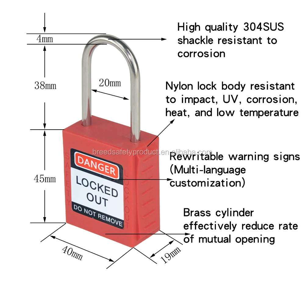4mm Dia Thin Shackle Safety Padlocks Industrial Safety Lockout G71 Breed