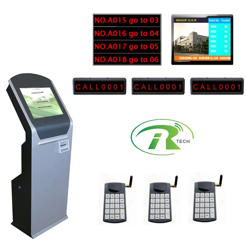 High quality automatic infrared touch screen queue system take a number ticket machine with auto cut thermal printer