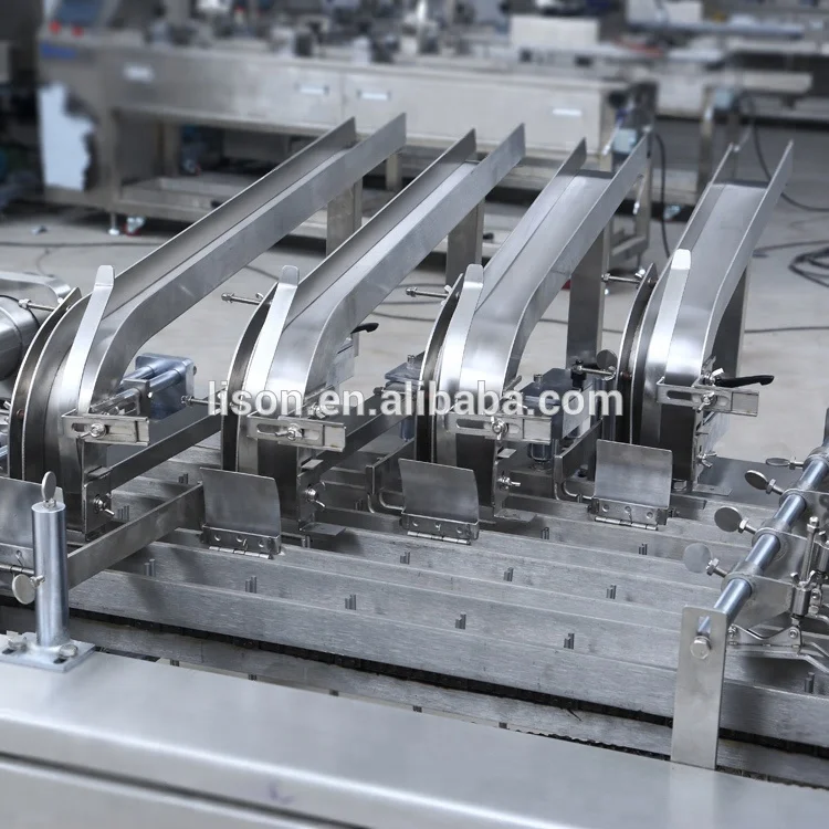 
Four lane double flavors cream biscuit sandwich machine with multiplier 