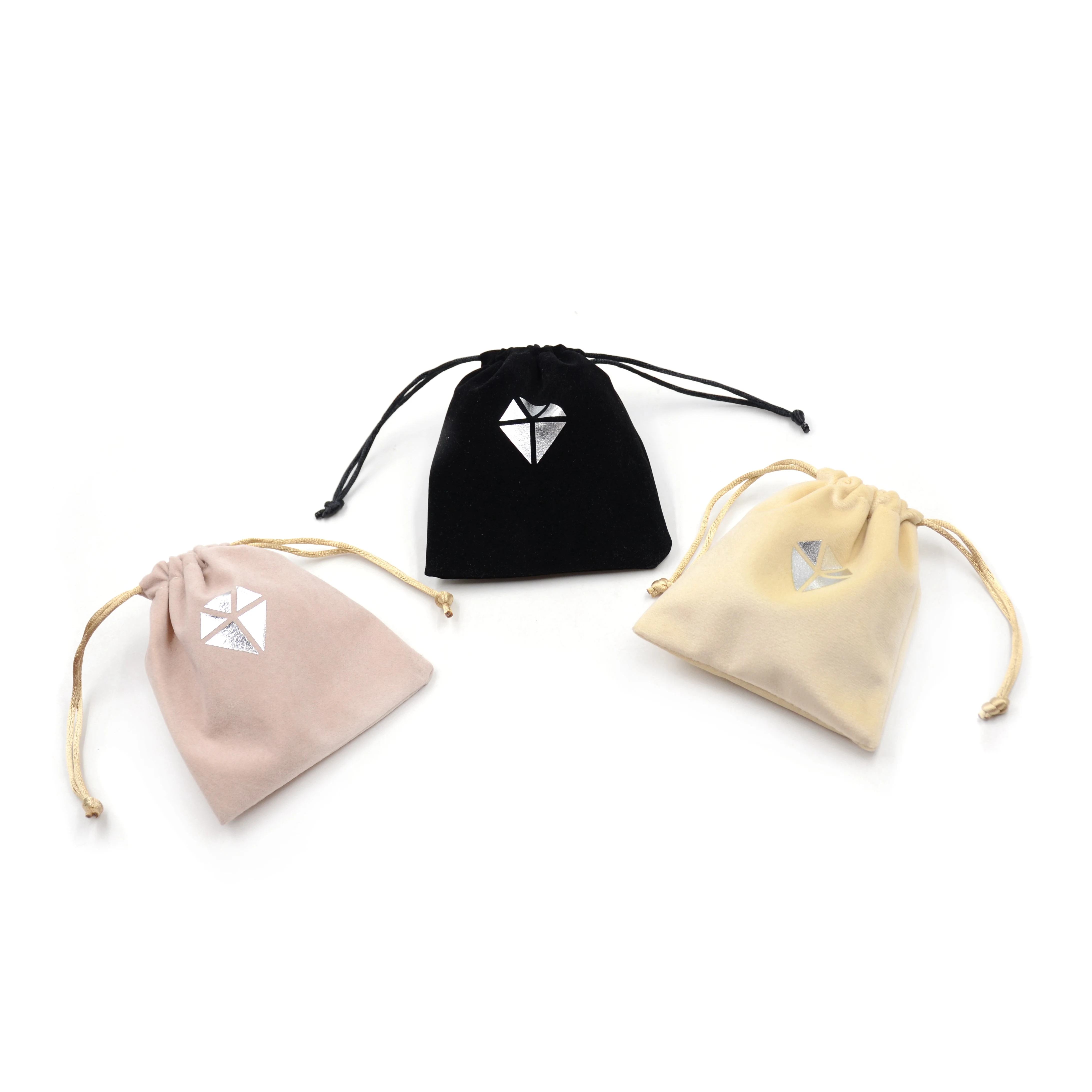 
Personalized print logo colorful small velvet jewelry drawstring pouch bag 