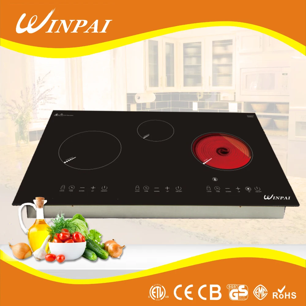 3 burner electric induction cooking hob with 5200W restaurant grade cooking stove