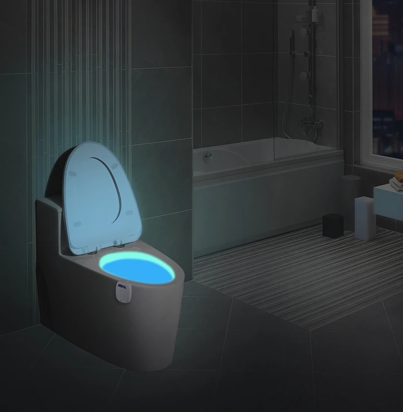 16 colors human intelligence smart led battery motion sensor toilet bowl night light for home