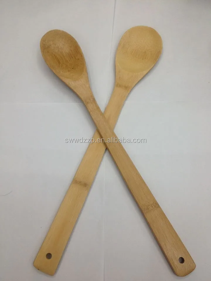 Eco-friendly long handle bulk 13 inch 14 inch bamboo spoons bamboo cooking spoon  for sale