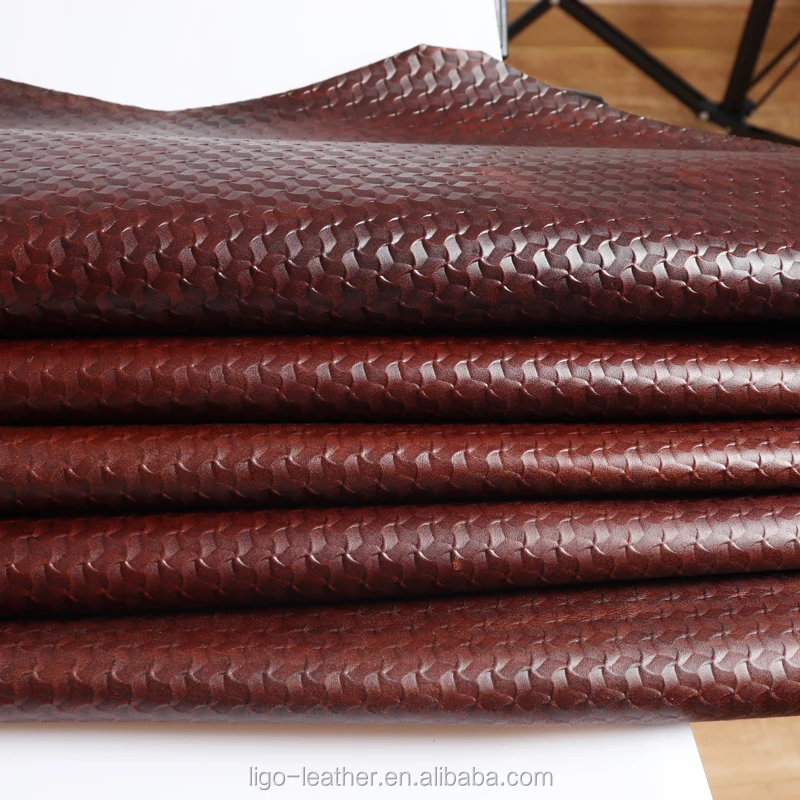 
Eco-friendly genuine leather cow hides with 3D embossed pattern real leather for upholstery decoration 