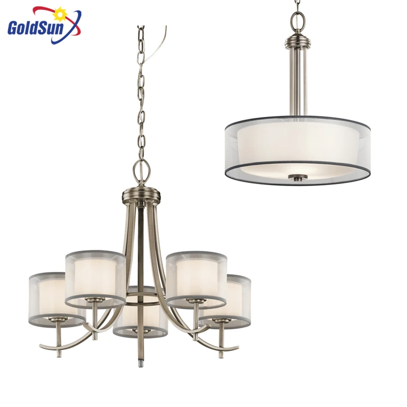 rustic lamp decoration chandelier Customized home lighting modern vintage glass fabric shade chandelier