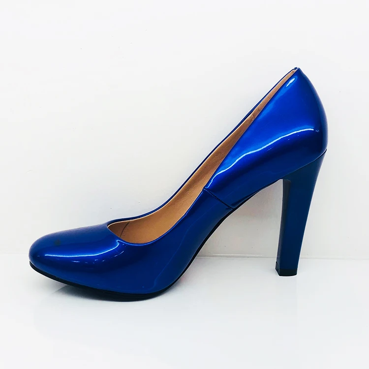 Round Toe Ladies Footwear Pumps Block High Heels 2021 Patent Leather Shoes Women Work Shoes