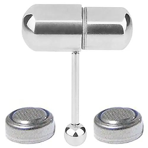 ZESEN Crazy Piercing Stainless Steel Body Piercing Kit - Rainbow Vibrating Tongue Ring with 2 Batteries