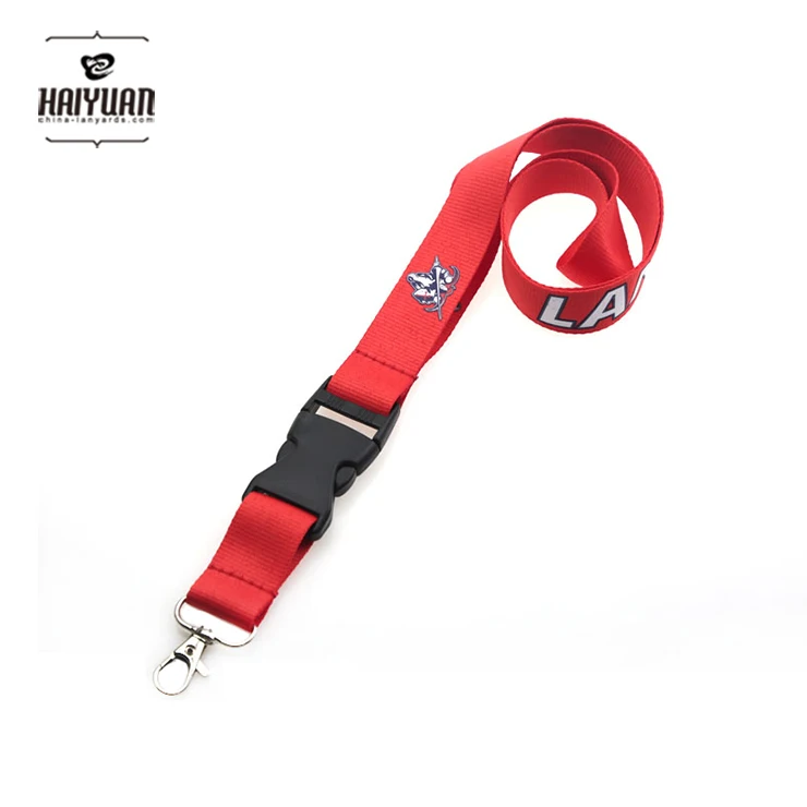 Haiyuan customized polyester 20mm Lanyard with Metal Hook and release buckle