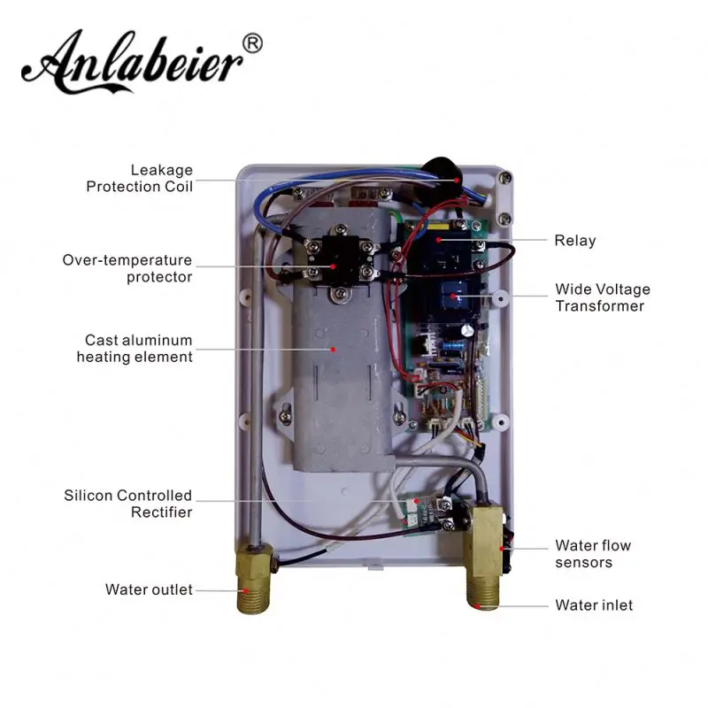 Die-cast Aluminium heating element tankless electric hot water heater for kitchen
