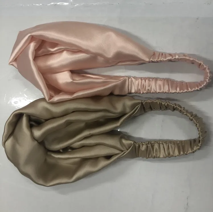 Big size 100% silk scrunchies or silk headband from China factory custom box