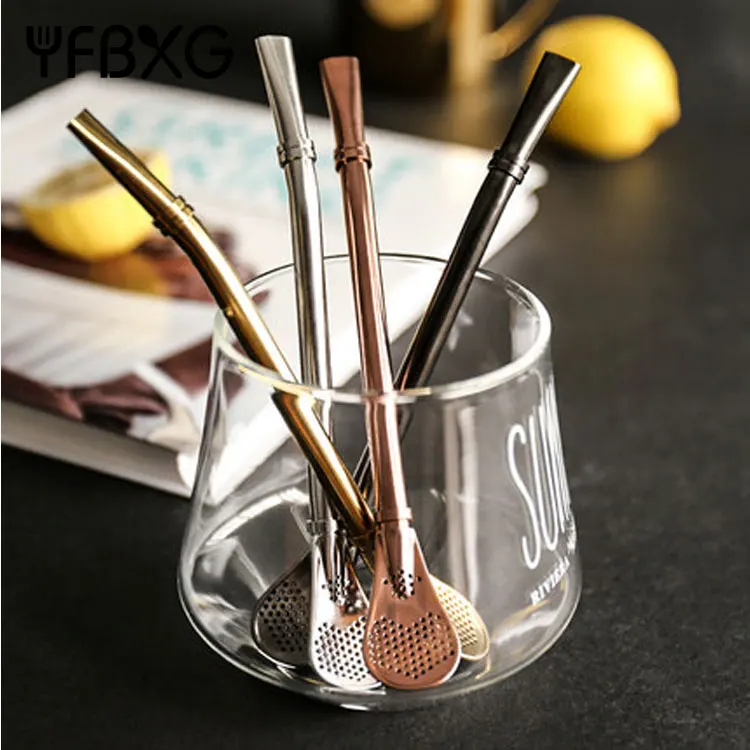 2019 trending spoon straw stainless steel straw spoon