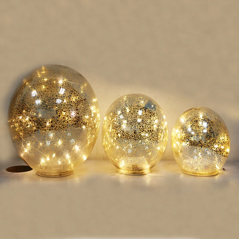 New Product Glass Dome Cloche 3D LED Night Light Table Lamp Christmas Decoration Ball Light