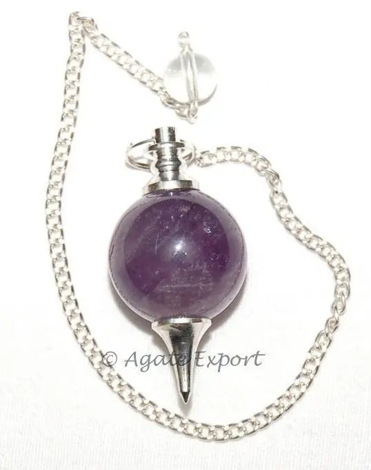 Natural Crystal Stone Craft Fashion Jewelry Pendant Amethyst Ball Pendulum for women jewelry and fengshui