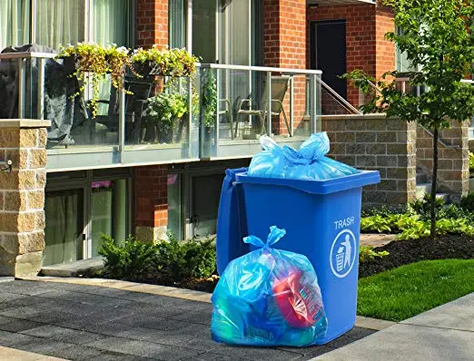 Recycling Trash Bags 55 Gallon, Large Blue Plastic Garbage Bags