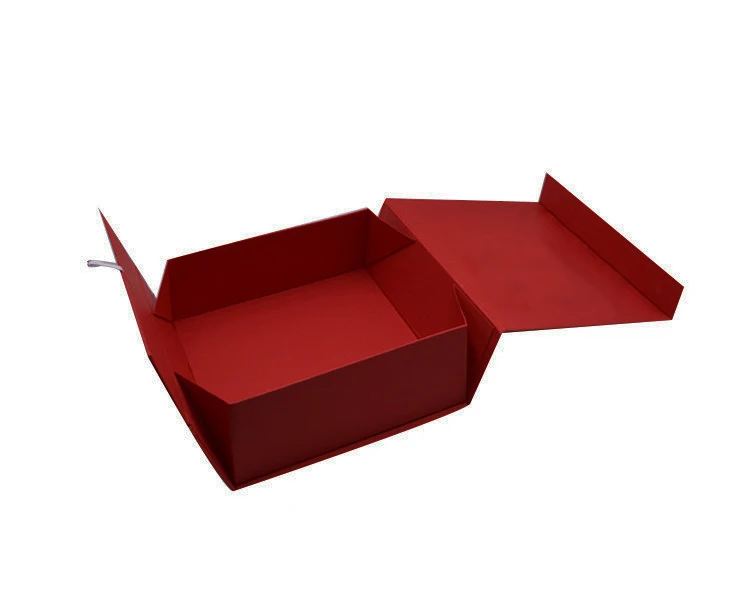 Custom Logo Red Foldable Magnetic Gift Box Luxury Packaging Box with Ribbon Closure for Wine,Dresses,Cosmetics,Watch,Christmas