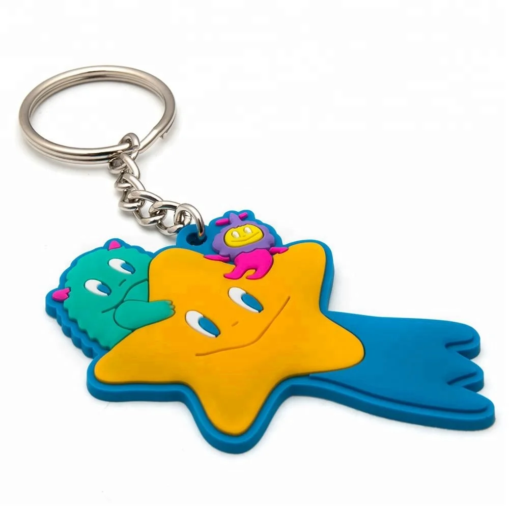 Custom logo cute monster star noodles pvc keychain