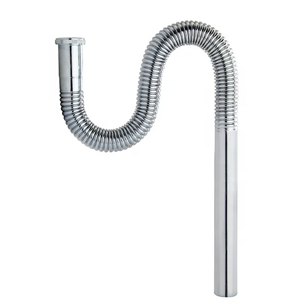 Polished Chrome Brass Siphon P Trap Flexible Corrugated Pipe Adjustable Plumbing Fitting