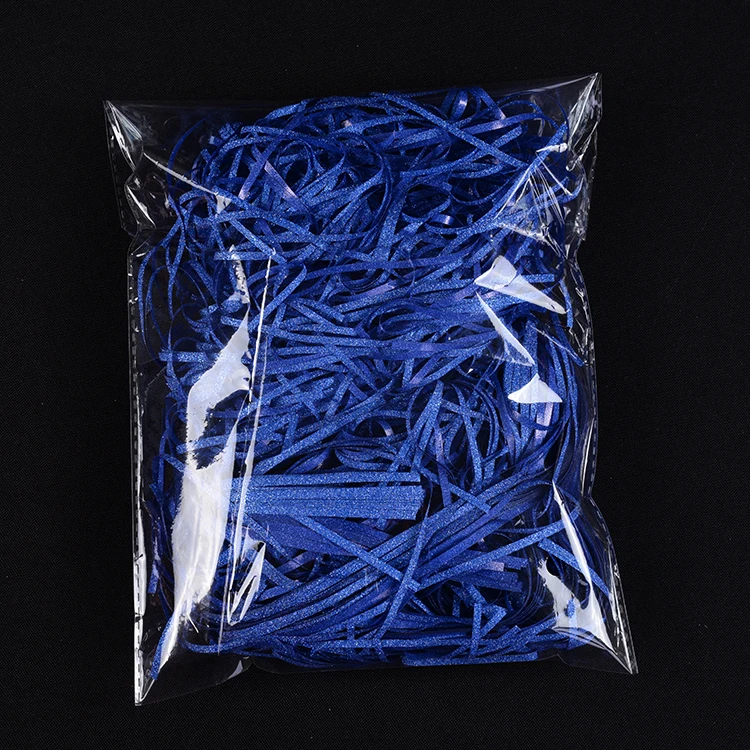 Наполнитель корзины для коробки, подарочная упаковка, салфетка, блестящая синяя измельченная бумага для упаковки