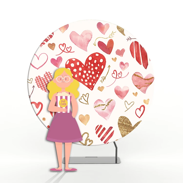 Modern event media wall custom Printing Tension Fabric wedding round backdrop