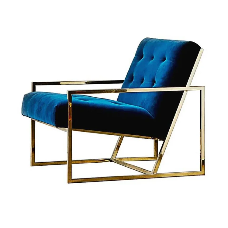 Wholesale of French modern armchairs with gold painted metal frames beige velvet sets living room wholesale