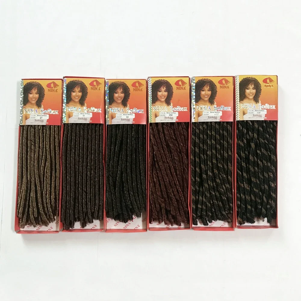 wholesale factory price NINA softex locs faux crochet braids,fire retardant fiber material locs soft dreads braids for american