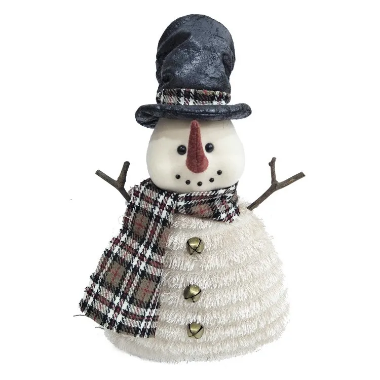 Vintage Christmas Decoration Plush Warm Winter  Fabric Snowman Santa Dolls White Xmas Ornament