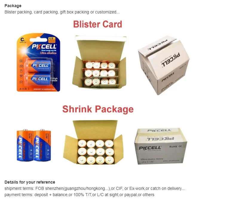 Long Duration Time LR14 Non Rechargeable Battery AM2  1.5V C Size Alkaline dry cell battery