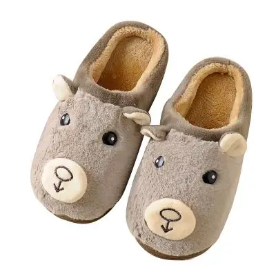 2018 зима новый стиль мультфильм Медведь домашние теплые Нескользящие Детские Тапочки