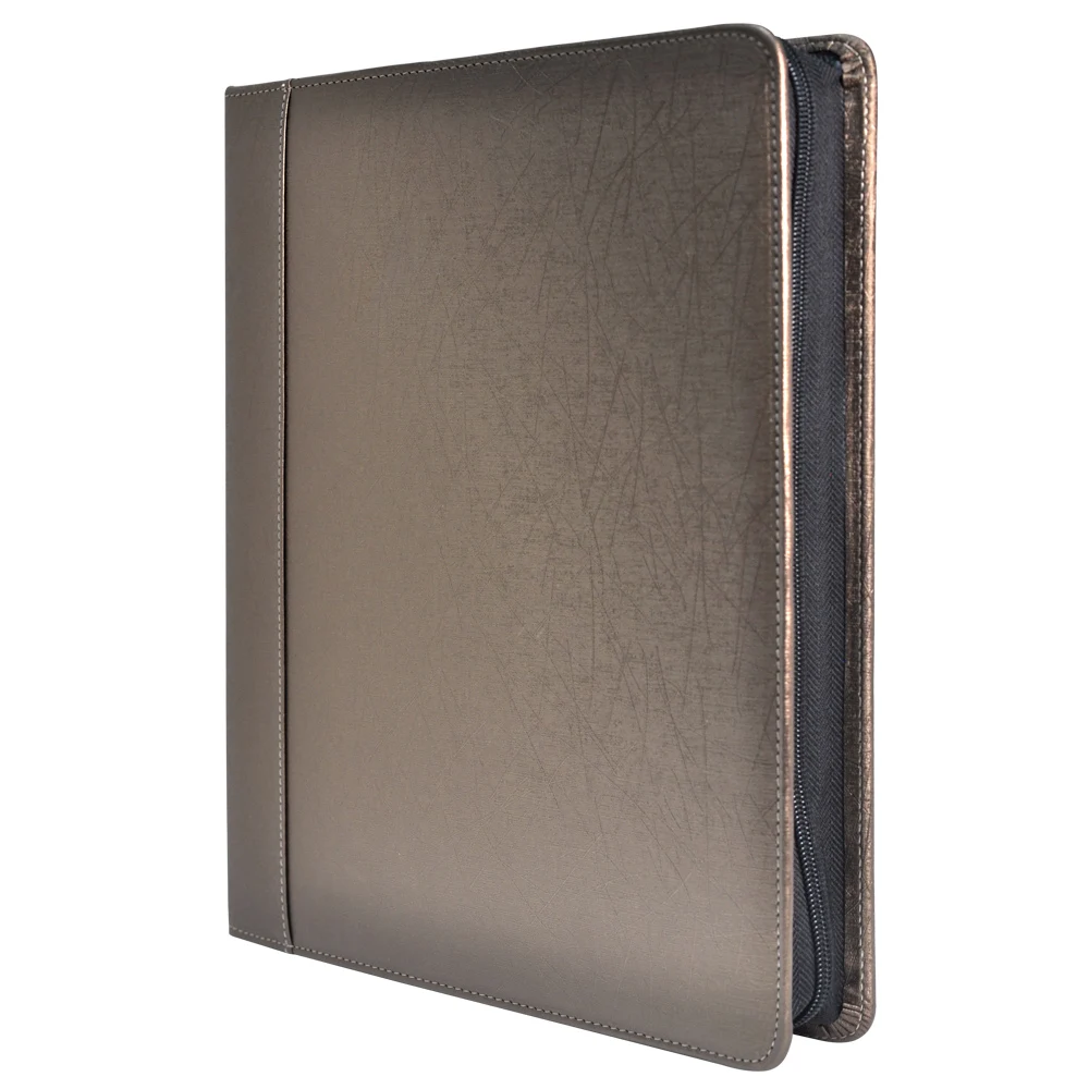 brown leather business planner organizer binder folder