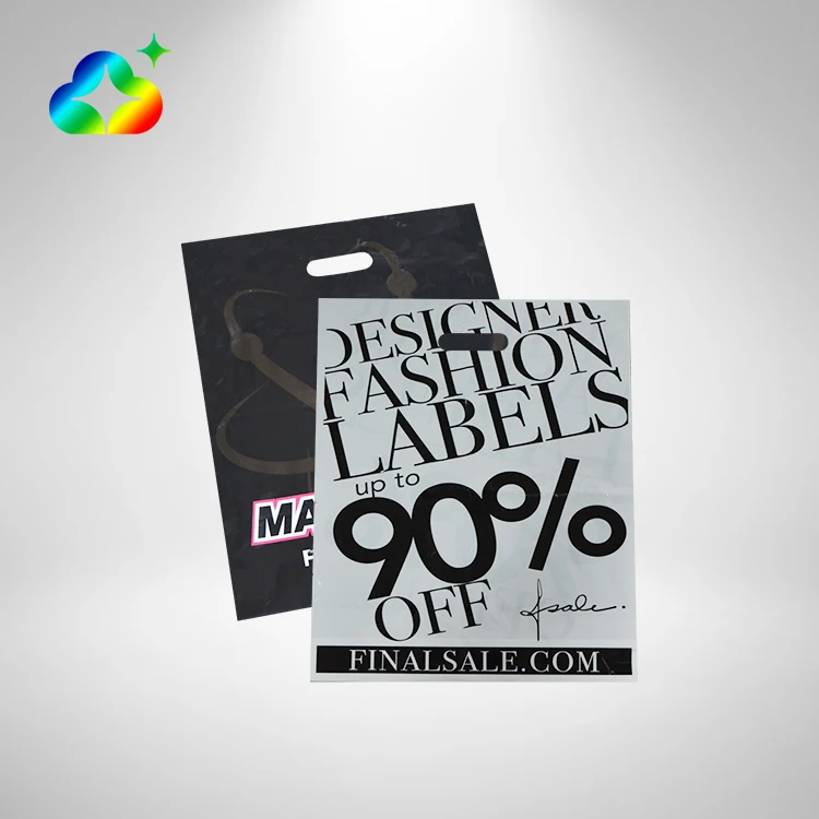 Customized Reusable Foldable Shopping Gift Packaging Die Cut Handle Plastic Bags With Handle Logo Print