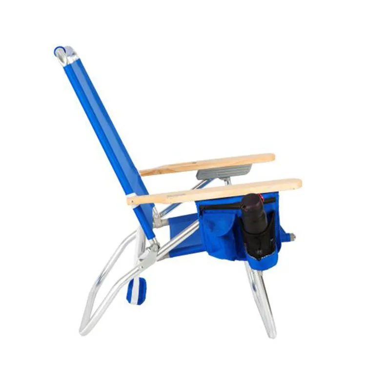 Aluminium Folding chair Outdoor canopy  with Wooden Armrest and Zippered Storage Pouch