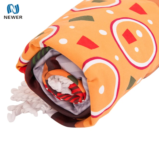 
Wholesale outdoor camping pinic sublimation large custom printed microfiber round turkish beach towel with tassels 