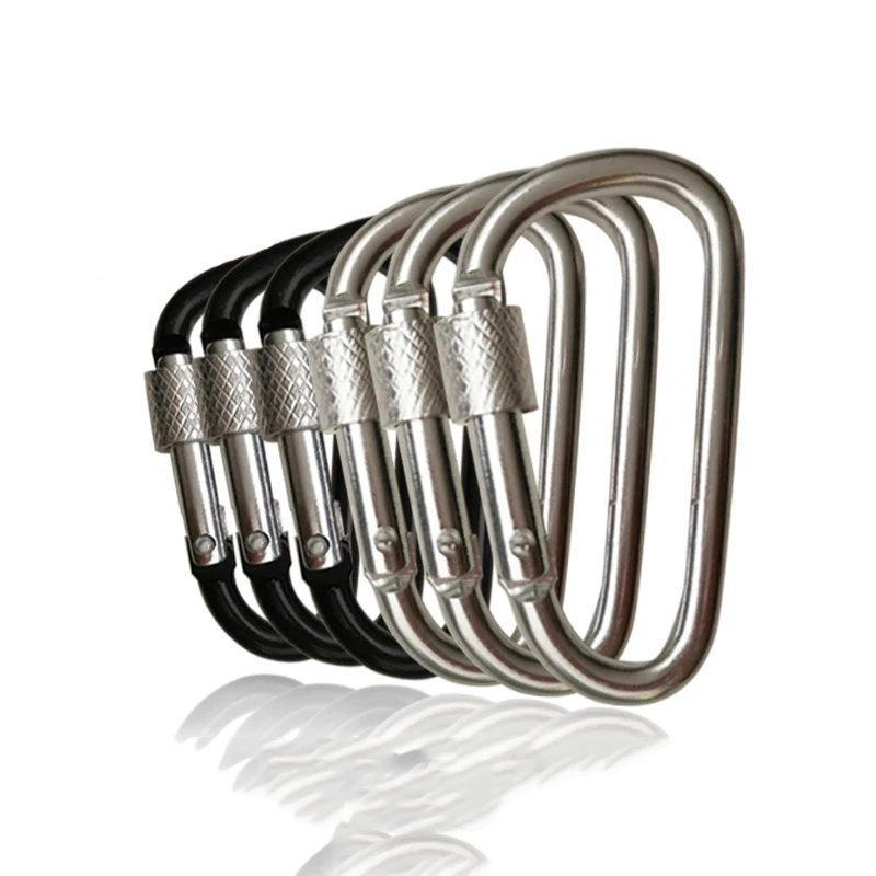 Outdoor Camping Equipment Keychain Hooks Locking D Quickdraw Carabiner Clip