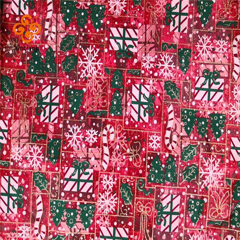 Рождественская Ткань органзы из 100% полиэстера с цифровым принтом