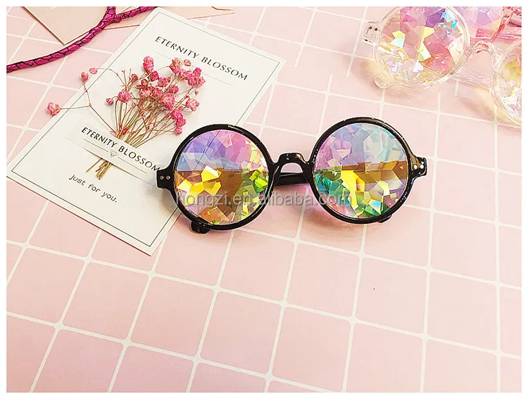 Round Glasses Women rave festival Sunglasses Men Holographic Glasses Colorful Celebrity Party Eyewear