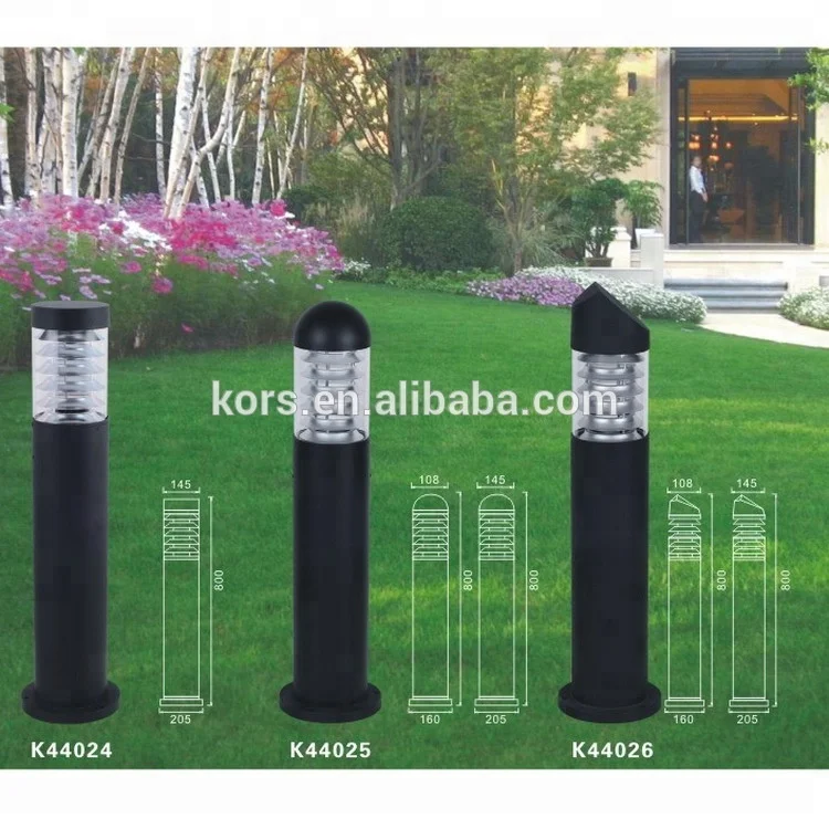 
e27 post bollard light garden outdoor vintage round grey pathway landscape lighting 