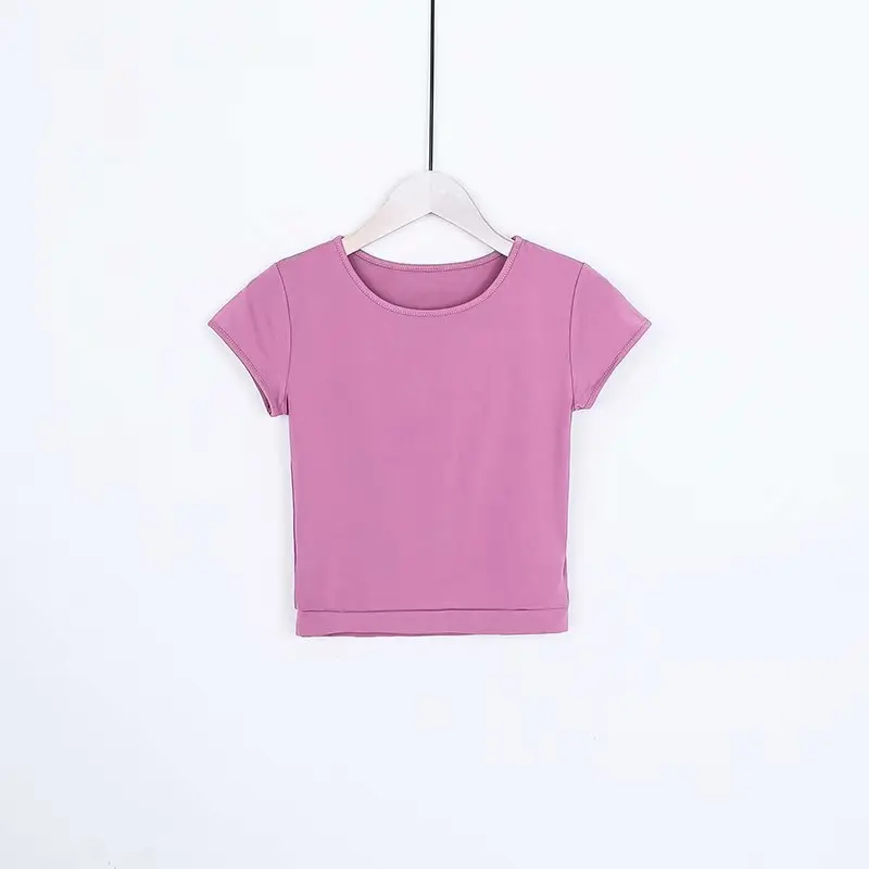
High quality elastic OEM logo sexy tight dry quick eco-friendly top blank O neck sport fitness women t shirt 