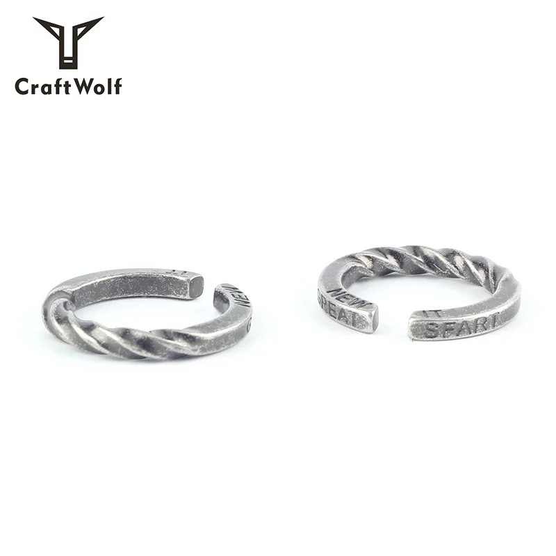 Craft Wolf custom jewelry VikingTrend  Man woman adjustable Trend  Stripe Twisted Stainless Steel Ring