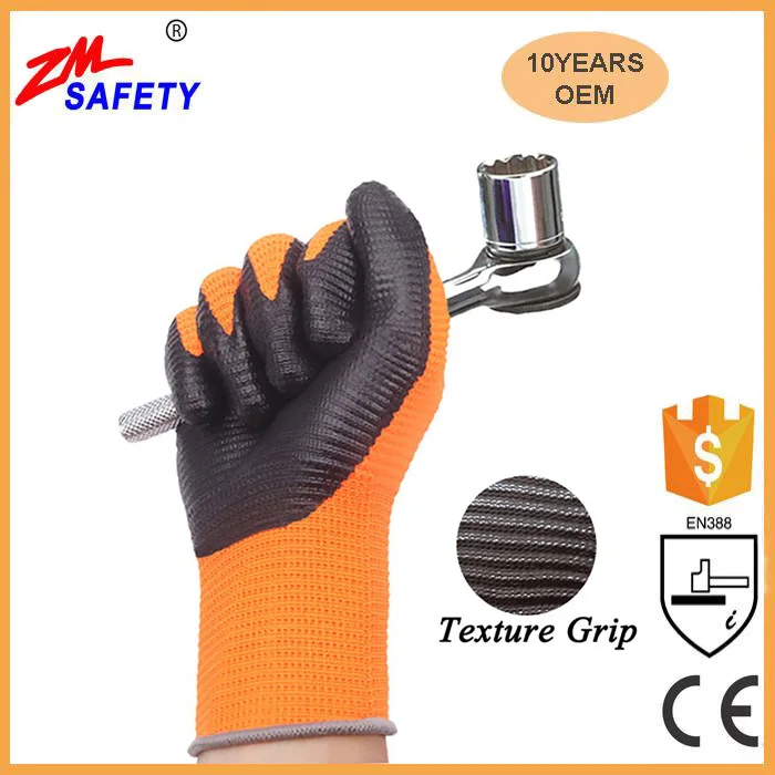 Multipurpose Chemical Oil Resistant Nitrile Coating Gloves With Texture Grip For Mechanic Automotive Guante Nitrilo