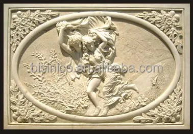 Vivid Floral Designed Sandstone Wall Plaque, Wall Hanging Standstone Relief, Hand Craft Sandstone Wall Decoration