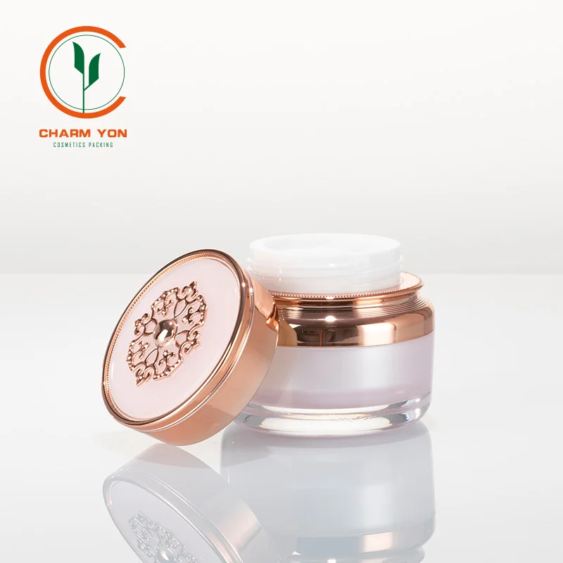 
Wholesale Cosmetic Packaging Eco-Friendly acrylic cosmetic container 50g facial cream jar yellow face cream jar CY19001DS-G1 