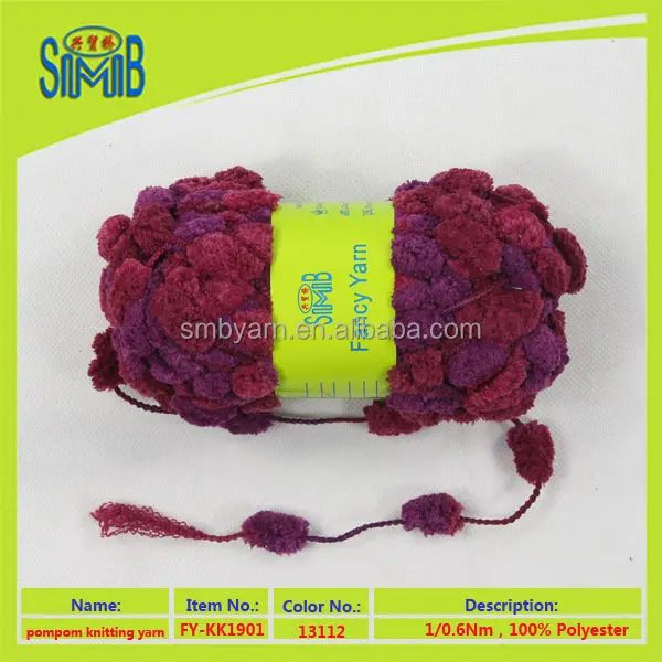 многоцветный пинг-понга рука вязание фасонной пряжи для вязания шарфа с помпонами