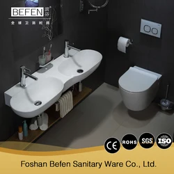 Expensive sanitary ware bathroom dining room oval double wash basin one piece wall hung basin