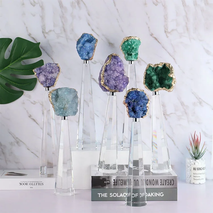 Crystal column bracket ice crystal decoration irregular agate healing ornaments