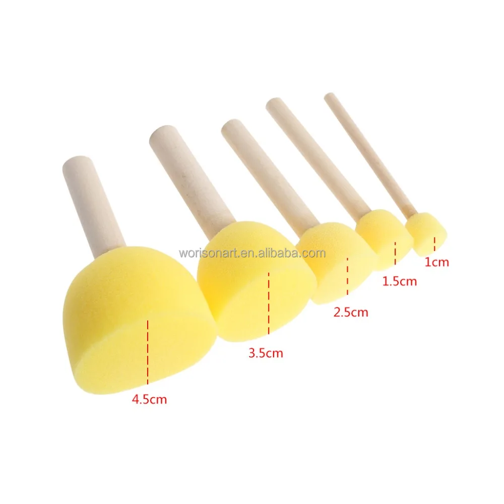 4Pcs/set Sponge Paint Brush Toys Wooden Handle Seal Sponge Brushes Kids Children Drawing Painting Graffiti Tools School Supply