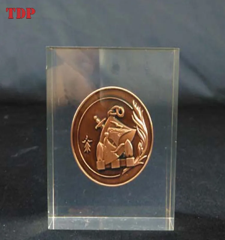 TDP square transparent acrylic resin block flower coin inside acrylic crystal lucite paper weights