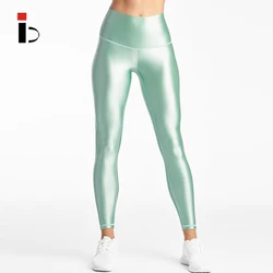 Облегающие блестящие сексуальные спортивные дешевые женские леггинсы новейшего дизайна на заказ, комбинезон из спандекса и нейлона со светоотражающими леггинсами с высокой талией