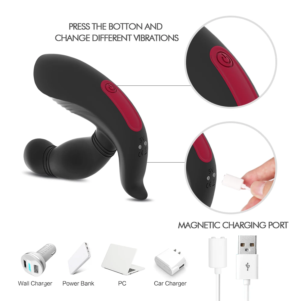 Rechargeable remote control prostate massage anal butt plug vibrator male ass sex toy